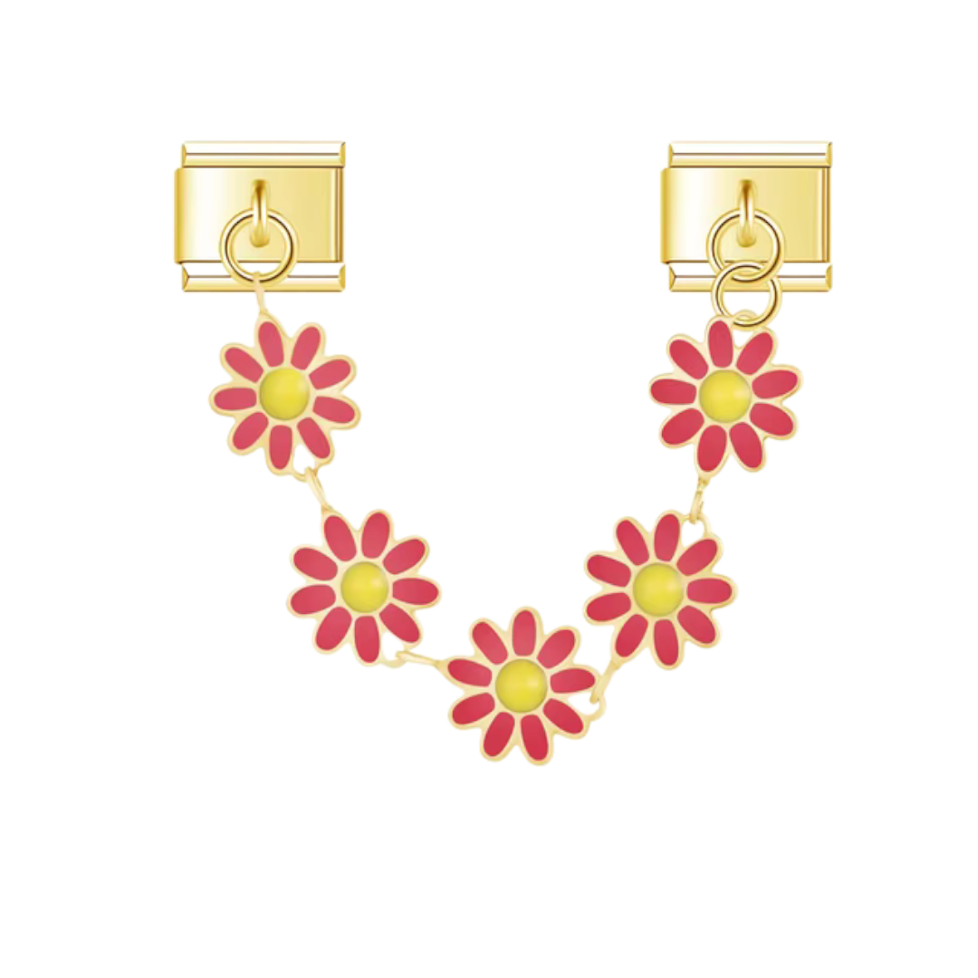 Cinq fleurs en pendentif sur or