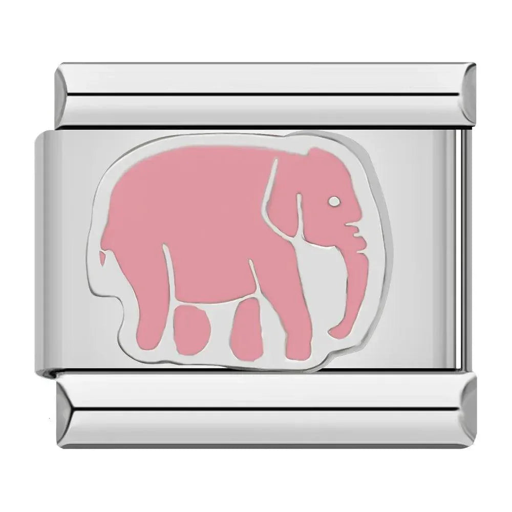 Éléphant rose, sur argent