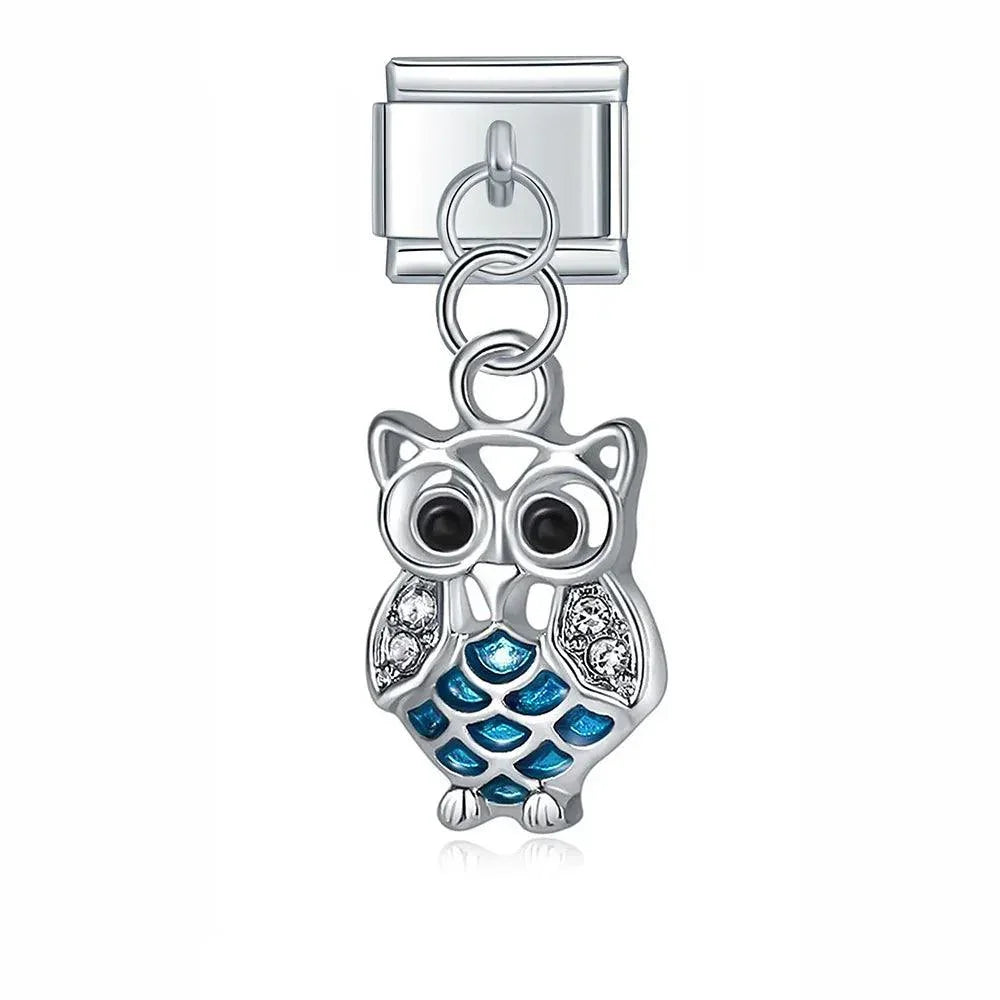 Hibou avec pierres, sur argent