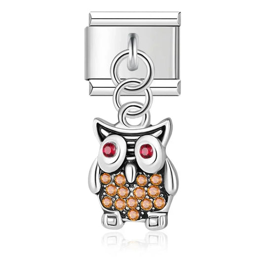 Hibou avec pierres, sur argent