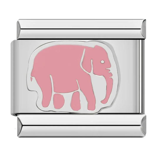 Éléphant rose, sur argent